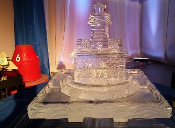 Ice Matters Lighthouse in center of 40 inch x 40 inch tray