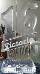 Carved 16 on angle with snowfilled name under