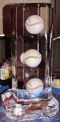 Pick up at our studio or add to larger order Individual Table Centerpiece with Baseballs frozen into the block