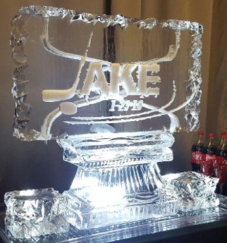 Double Pour Drink Luge with Snowfilled Custom Hockey Logo