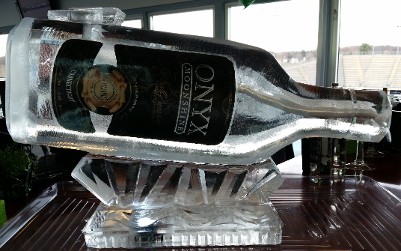 Single Pour luge, carved bottle with laminated label