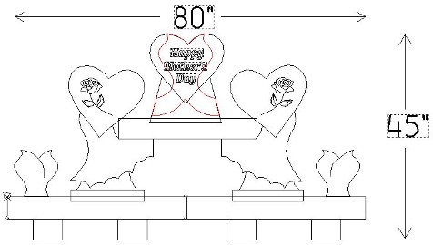 35.)  Ice Matters 80 Inch Heart Theme Raw Bar with Shrimp Tower (lemon holders will be square)