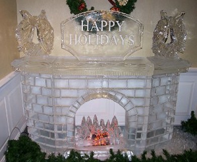 80 Inch Fireplace with Wreaths and Logo