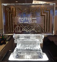 Art Deco Horizontal Logo with Gold Glitter and Snowfill on V Lined Base