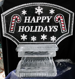 Snowfilled Happy Holiday Logo with Colored Candy Canes