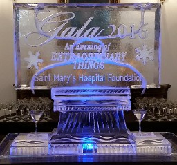 Ice Matters - Horizontal Double Pour Drink Luge with Snowfilled Logo and Snowflakes