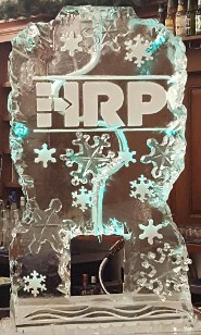 Single Pour Drink Luge with Snowfilled Logo and Accented with Snowfilled and Carved Snowflakes