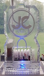 Custom circle logo on double pour drink luge