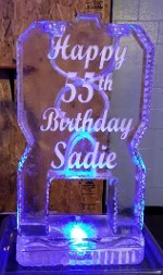 Personalized wording on double pour drink luge