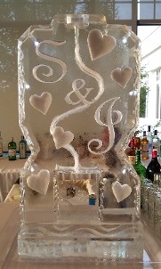 Single Pour Drink Luge with Initials and Hearts