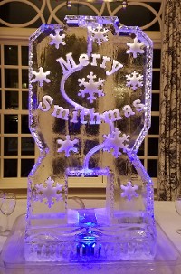 Personalized Single Pour Drink Luge with snowfilled snowflakes