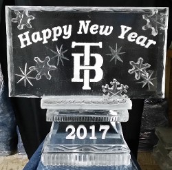 Logo with snowflake accents and Happy New Year, date in base