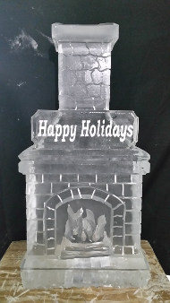 Fireplace with Personalized Snowfilled Plaque on Mantle