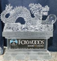 Foxwoods laminated and snowfilled logo in base with Chinese Dragon on top