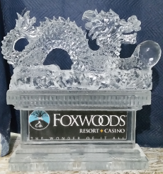 Foxwoods laminated and snowfilled logo in base with Chinese Dragon on top