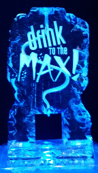 Single pour drink luge with custom snowfilled logo, rocky