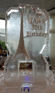 Single Pour Drink Luge with Snowfilled Eiffel Tower and Wording