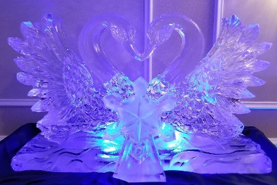 Kissing Swans with Carved Snowflake Accent