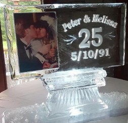 Personalized logo with picture frozen into ice