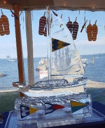 Sailboat with Colored Burgee and Colored Burgees in Plaque