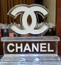 Logo Snowfilled and Carved Around on large base with logo