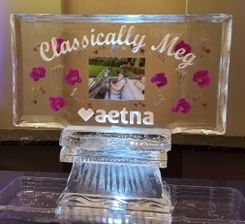 Picture and Silks frozen into block with Snowfilled personalization