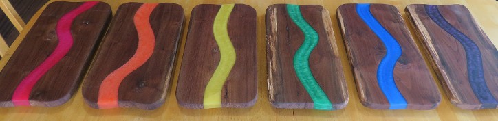 Treemendous Wood Creations Black Walnut Serving Boards with Colored Resin