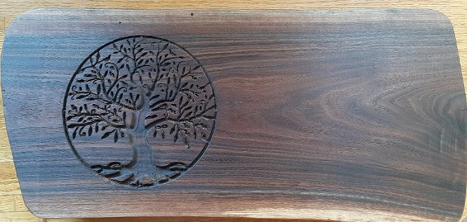 Tree of Life Logo Engraved on Black Walnut Serving Board