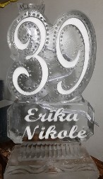 Single Pour Drink Luge - Number Snowfilled and Carved Around with Name in Base