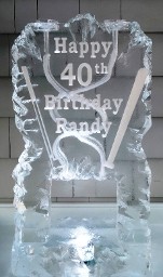 Double Pour Drink Luge with Snowfilled Wording and sport theme, rocky