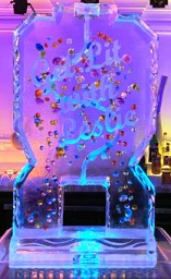 Single Pour Drink Luge with Gems frozen into block and snowfilled personalization