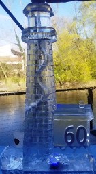 Single Pour Drink Luge - Carved Lighthouse with snowfilled 60