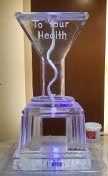 Single Pour Martini Glass facade Drink Luge with Snowfilled wording