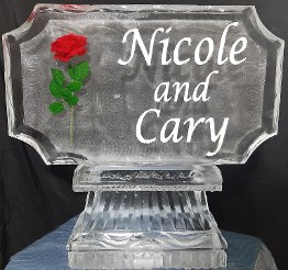 Ice Matters Snowfilled Nmes with silk rose - cut corners, horizontal