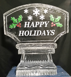 Ice Matters Snowfilled Happy Holidays Logo with Glitter Holly