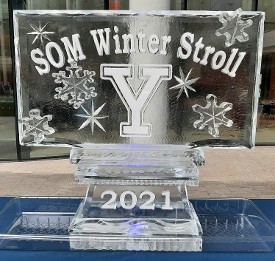 Snowfilled Logo with Carved Snowflake Accents and Snowfilled Date in Base