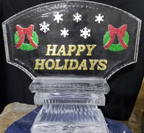 Ice Matters Glitter Happy Holidays Logo with Snowfilled Snowflakes