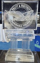 Snowfilled Pratt Whitney Logo on column base