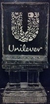 Snowfilled Unilever Logo on column base