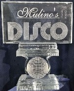 DISCO Logo with Snowfilled Disco Ball Base