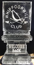 Snowfilled Whippoorwill Logo on column vase with Plaque