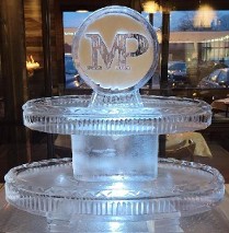 Two Tier Oval Tray with Snowfilled MP Logo Topper, detailed