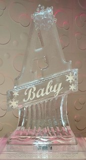 A with Carved Snowflake Accent and Snowfilled Baby and Snowflakes