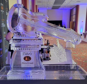 Ice Matters Carved Guitar Single Pour Drink Luge with Laminated Logo in Base