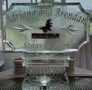 Ice Matters Custom Logo with names, laminated logo and date horizontal with cut corners