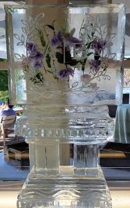 Ice Matters Silks frozen into block with custom snowfilled monogram