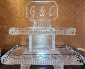 Ice Matters Two Tier Tray with Initials Topper, cut corners, detailed edges