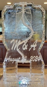 Ice Matters Single Pour Drink Luge with Snowfilled Toasting Glasses and Initials and date