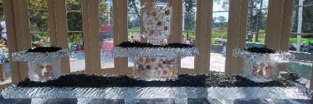 Ice Matters 120 Inch Base Tray - Sea Shells frozen into support legs and topper, wavy and rocky detail