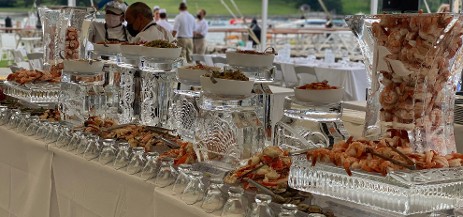 Shrimp Towers on Each End with x8 ceviche holders